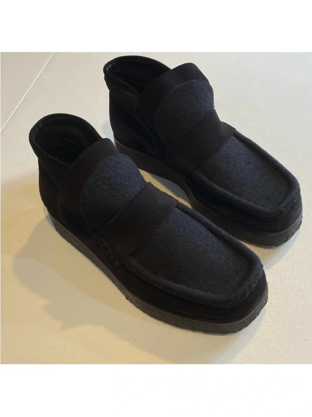 ACNE STUDIOS Kingston Paneled Suede And Felt Ankle Boots